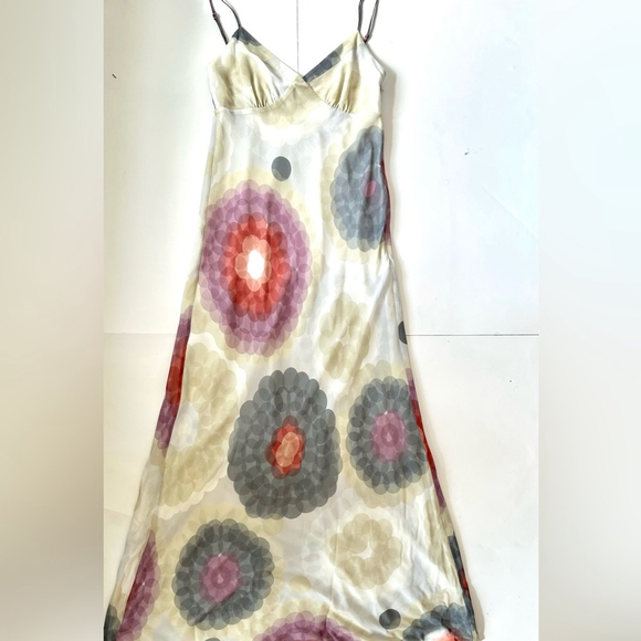 CLUB MONACO 100% Silk Maxi SASHA Dress Soft Pastel Circles Print Sz 0 - Picture 9 of 13